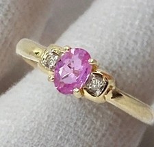 Diamond Pink Sapphire Ring 9ct Gold 2.01grams Size N 1/2