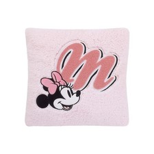 Disney Minnie Mouse Plush Decorative Sherpa Pillow with M Applique