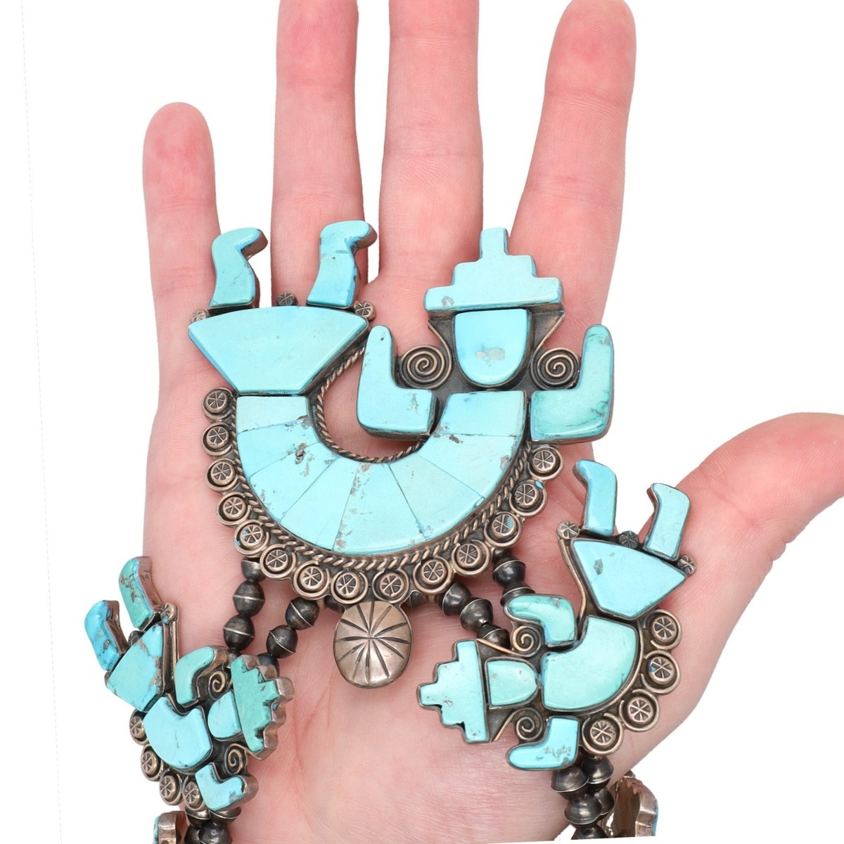 Federico Jimenez Sterling Turquoise Rainbow Man Squash Blossom
