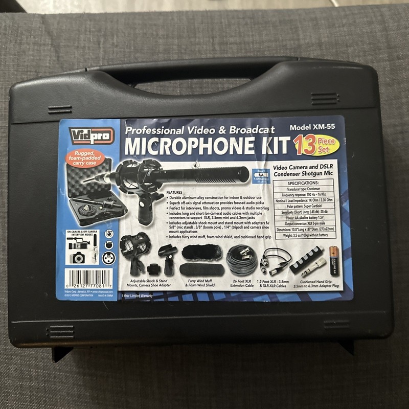 Vidpro XM-55 11" Condenser Shotgun Video DSLR Broadcast 13-piece Microphone Kit