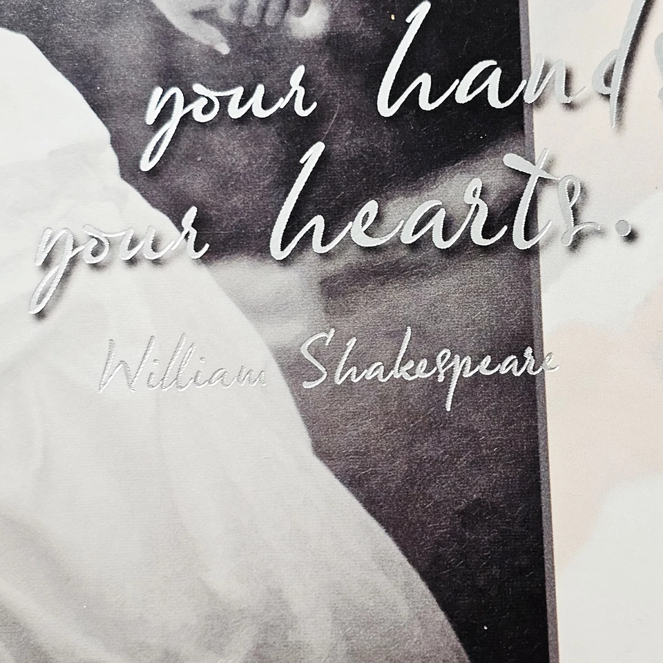 Leanin Tree Wedding Greeting Card White Red Silver Hands Hearts Shakespeare - Image 4 of 4