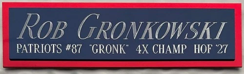 ROB GRONKOWSKI PATRIOTS NAMEPLATE AUTOGRAPH Signed FOOTBALL JERSEY PHOTO HELMET