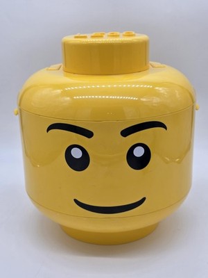 LEGO Yellow Stackable Storage Head Toy Organizer Bin Smiling Face Large Plastic