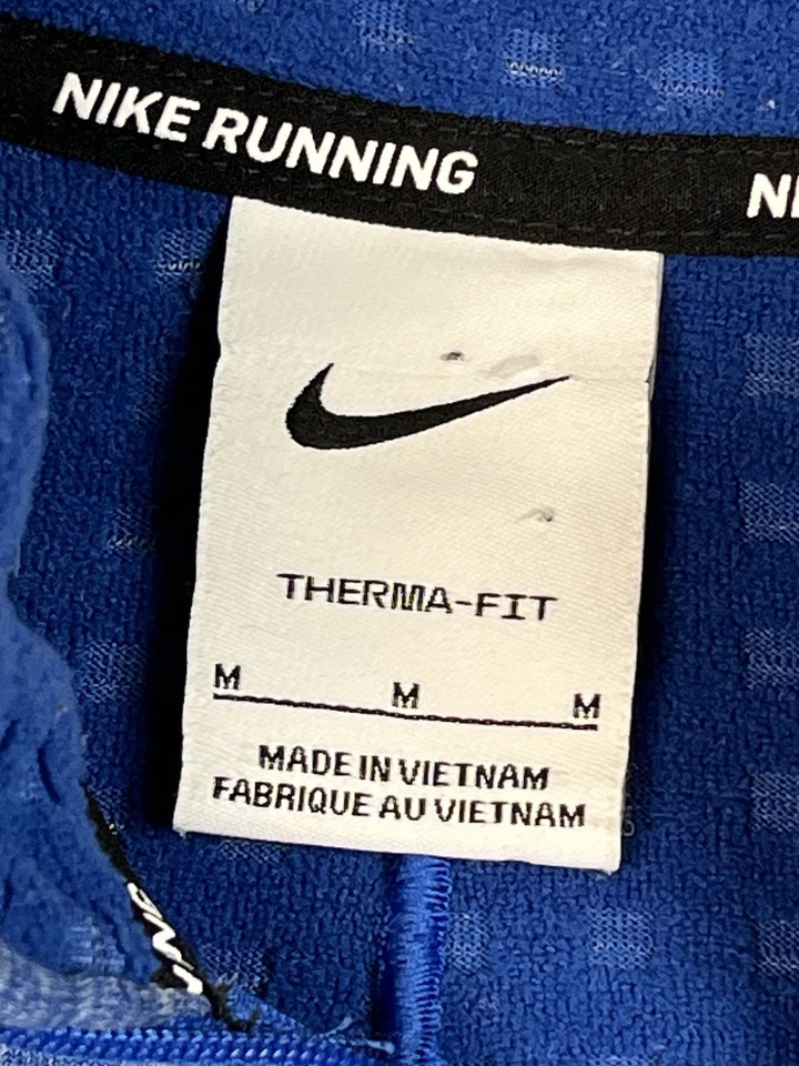 Camisa de Correr Nike Therma Capa Base 1/4 Cremallera Azul Elemento Repelente Hombres Mediana Foto 3 de 4