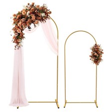Wedding Arch Backdrop Stand Set of 2 Gold Metal Arch Frame 7.2FT  6FT Backdr...