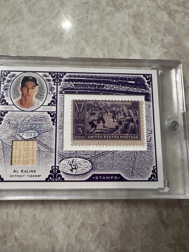 Estampillas del siglo Donruss 2005 material sello de Estados Unidos Al Kaline #S-62 reliquia púrpura/39 Foto 3 de 4