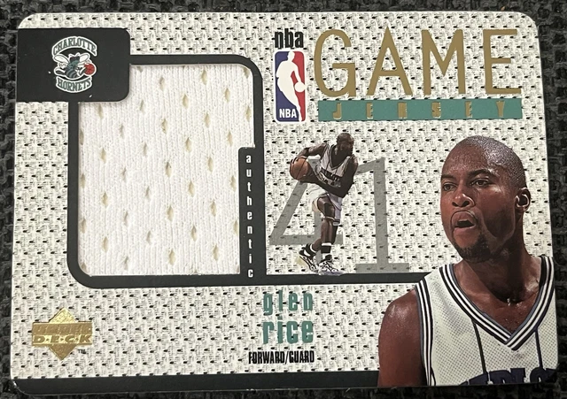 1997-98 UD Upper Deck #GJ11 GLEN RICE Game Used Jersey Patch Card Hornets Heat