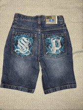 Vintage Y2K South Pole Denim Jean Shorts Youth Boys Sz8 Embroidered Baggy Wide