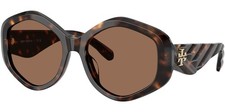 Tory Burch Women's Dark Tortoise Geometric Oval Sunglasses - TY7217U 196473 55
