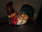Vintage Tiffany Style Stained Glass Rooster Chicken Lamp Night Light 12" length