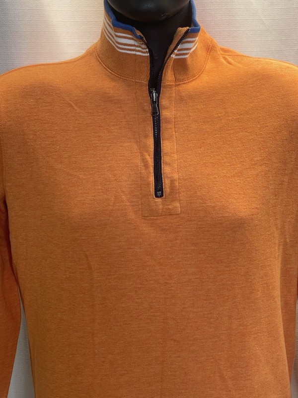 Robert Graham Men Medium Long Sleeve Classic Fit 1/4 Zip Orange Pullover Sweater