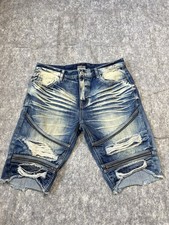 Smoke Rise Men s Distressed Denim Shorts Size 36 Biker Moto Zipper Ripped Jean C