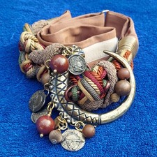 Carolyn Tanner Designs Adjustable Belt Metal Beads Coins Multicolor 80s Vintage