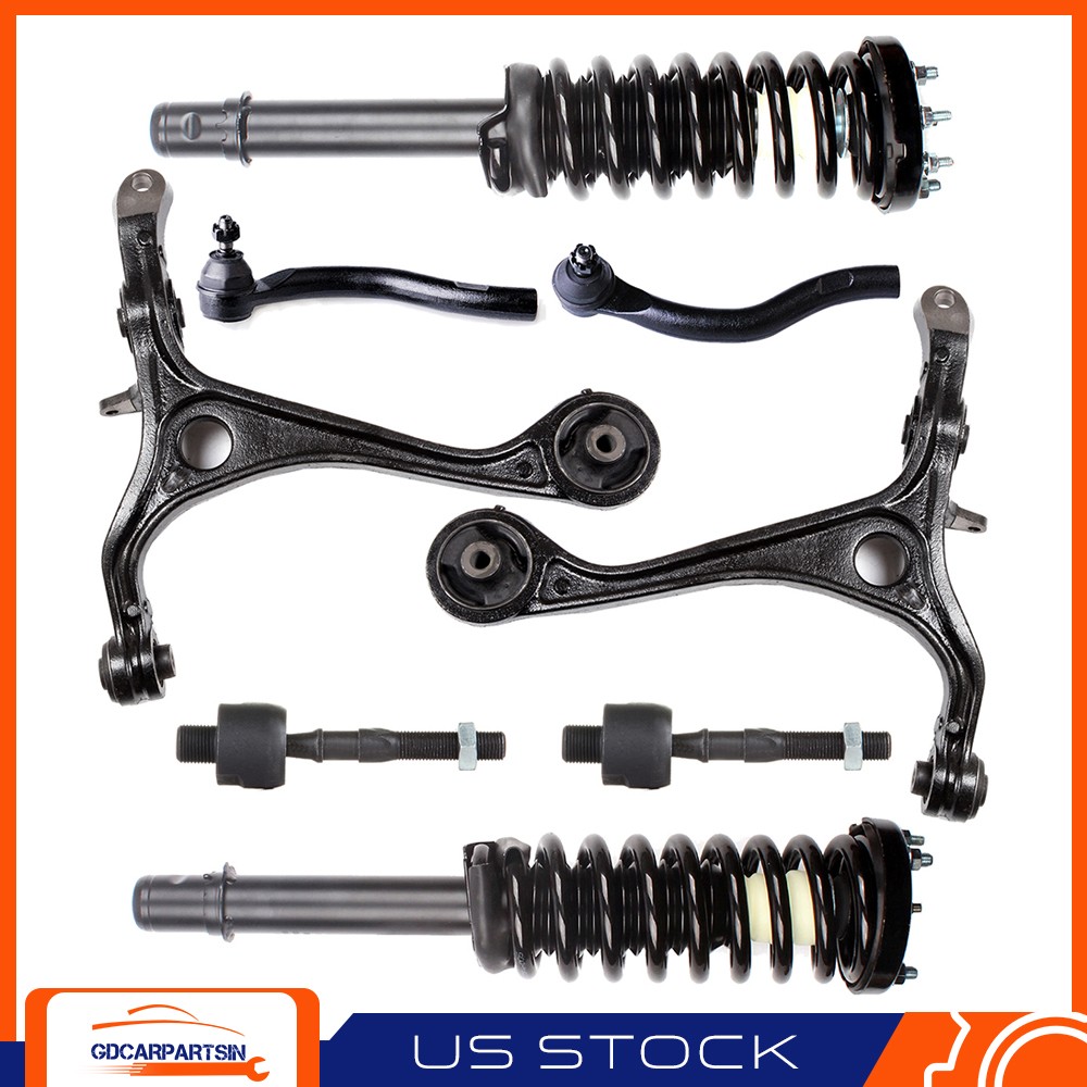 For 03-07 Honda Accord Acura 2.4L 8Pc Front Struts Control Arm Tie Rod End Link