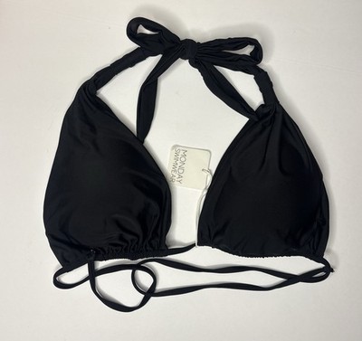 NWT Monday Swimwear Tulum Bikini Top Black Sz L
