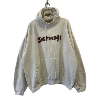 Schott NYC Hoodie Mens XL Oversized Cream Cotton Pullover Sweatshirt USA #118