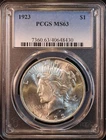 1923-P Peace Silver Dollar - PCGS MS63! Choice Uncirculated! Lustrous