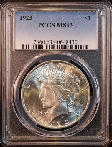1923-P Peace Silver Dollar - PCGS MS63! Choice Uncirculated! Lustrous