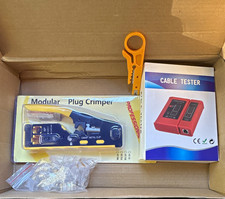 Handheld RJ45/RJ11 Cable Tester Kit w/ Modular Plug Crimper  Wire Stripper