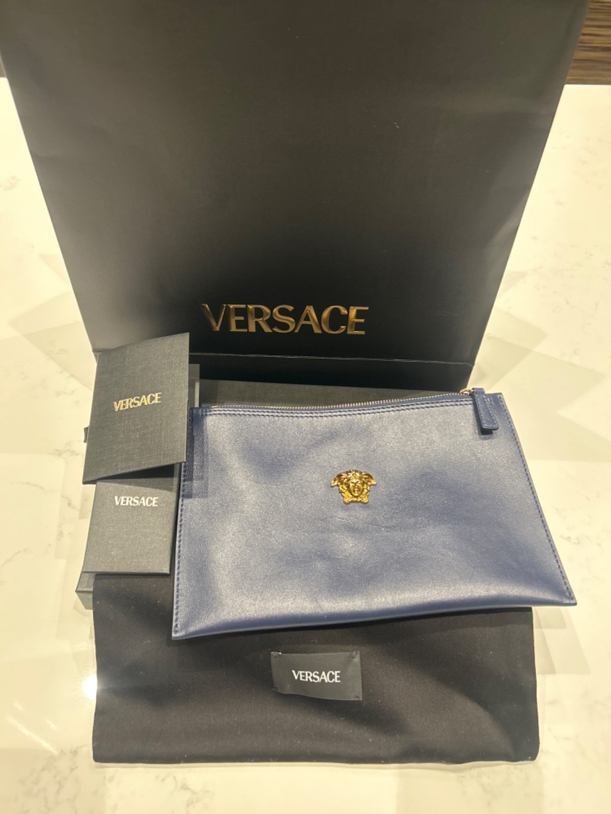 versace clutch blue women clutch men clutch medusa bag brand new