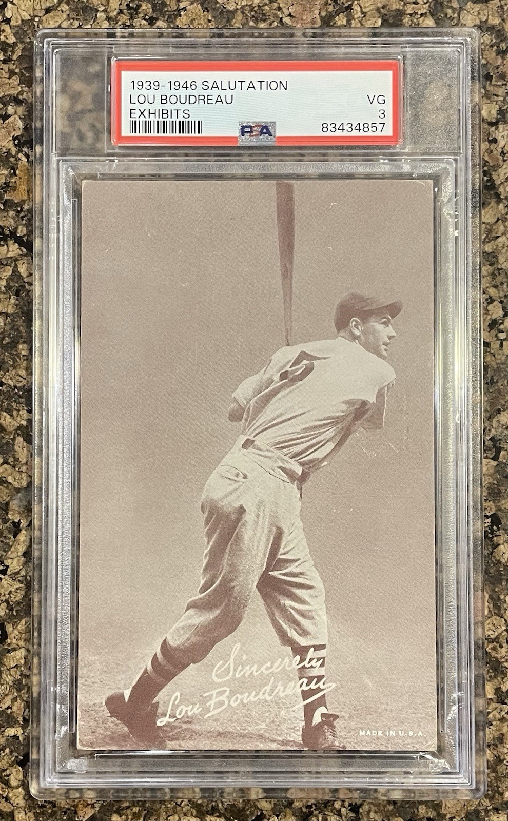 1939-46 Salutation Lou Boudreau, Cleveland Indians, HOF, PSA 3