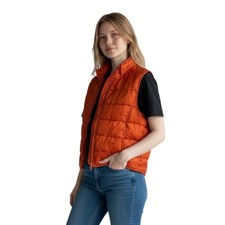GAP Medium Puffer Vest VTG Y2K Burnt Orange Quilted Full Zip Fall Boho 1700