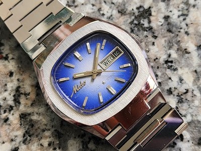 NICE VINTAGE MIDO MULTI STAR AUTOMATIC DAY DATE DRESS GENTS PURPLE DIAL 11.