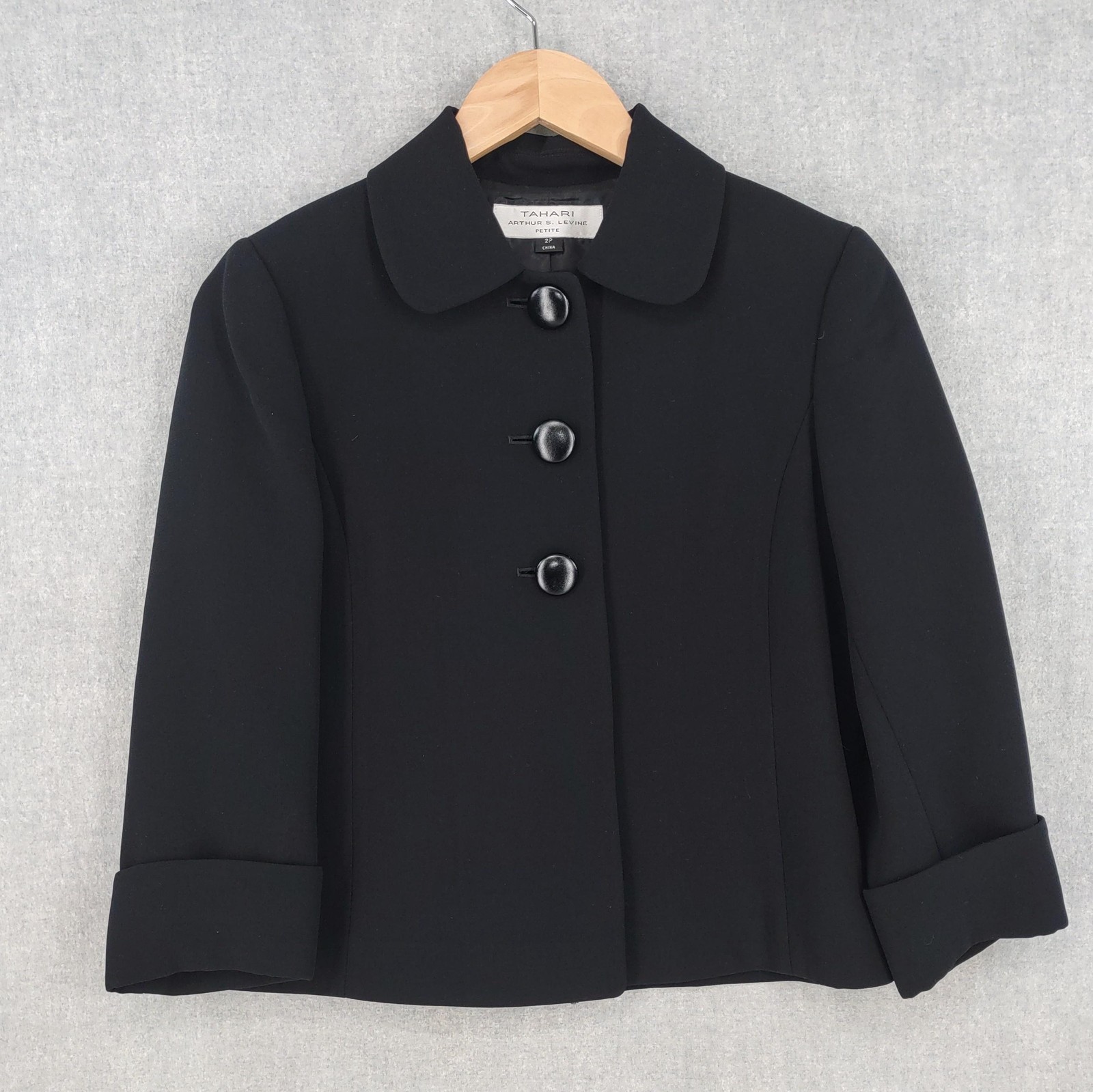 Tahari Minimalist Luxury Jacket Women 2P Black Career Blazer