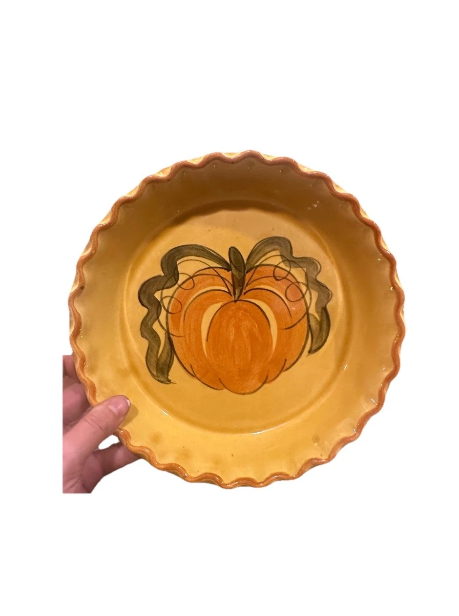 1971 VINTAGE LOS ANGELES POTTERIES PUMPKIN PIE PLATE 630 ~ 9 1/2"
