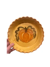 1971 VINTAGE LOS ANGELES POTTERIES PUMPKIN PIE PLATE 630 ~ 9 1/2"