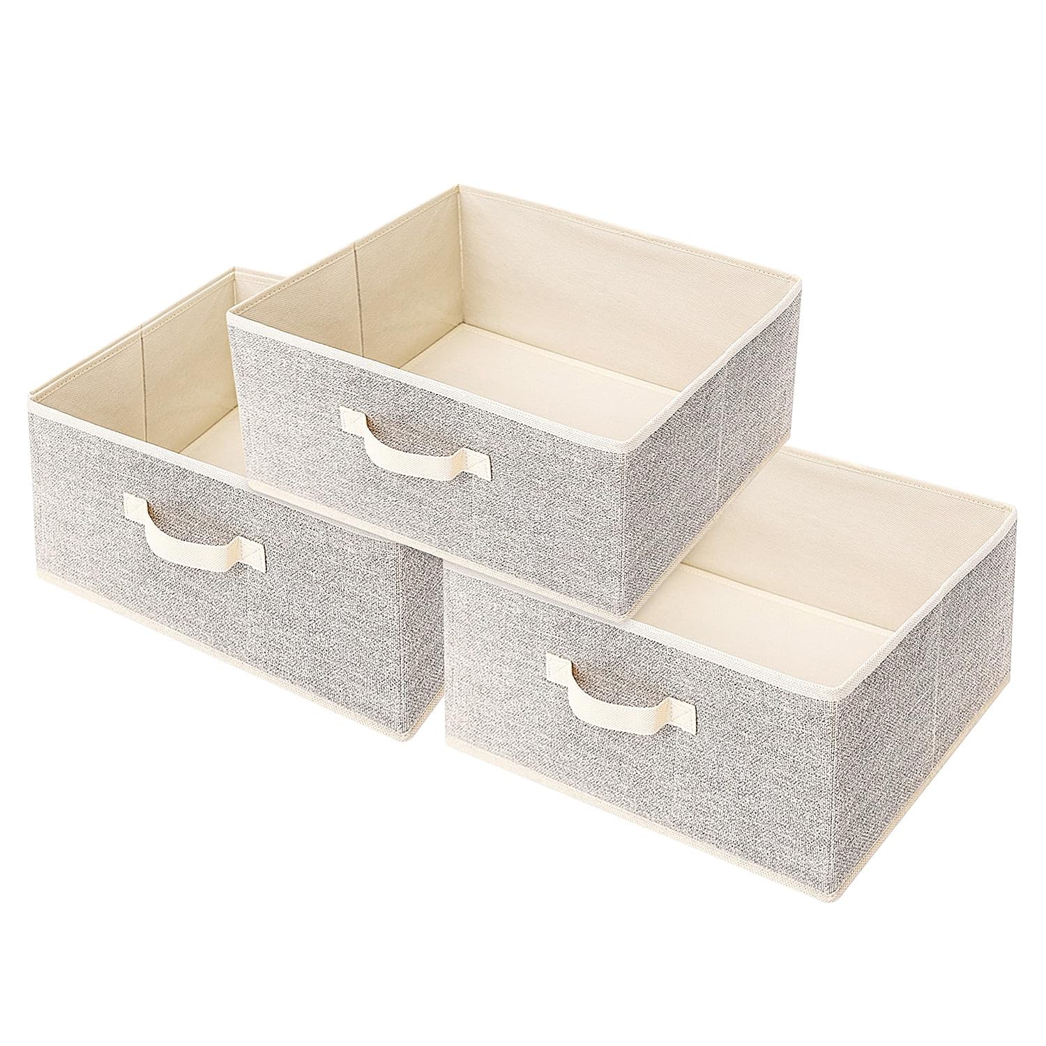 Storage Baskets, 15.7-Inch Woven Fabric Bins, Storage Cubes with Reinforced H...-image