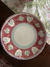 15 inch serving plater Solimene Vietri Campagna red chicken motif