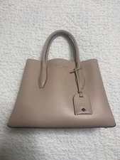m1209 kate spade Beige Leather Tote Bag with Shoulder Strap Excellent Condition