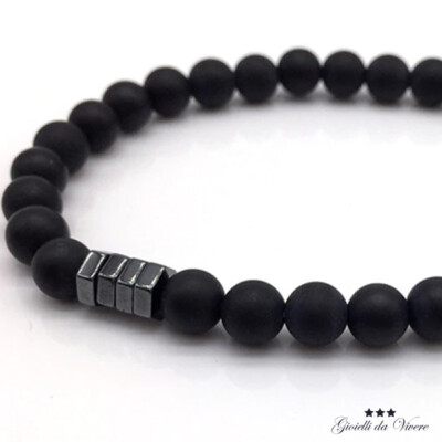 HERREN HARTSTEIN ARMBAND STEIN LAVASTIL LAVA KUGELN NATUR pj