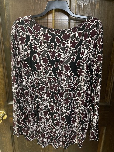 Woman Lord & Taylor round neck long sleeve top blouse shirt 3X Plus A2 - Picture 2 of 7