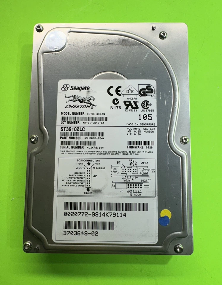 Sun 370-3649 9.1GB 3.5-inch 10K RPM 80-Pin SCSI HDD Seagate ST39102LC, Tested! - Image 2 of 4