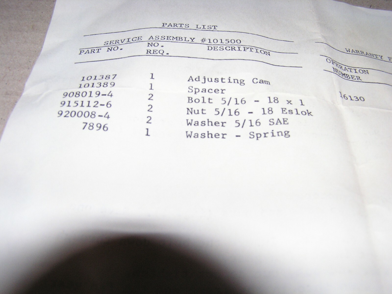 Wheel Horse steering gear lash adjustment kit 101500 196970 lawn