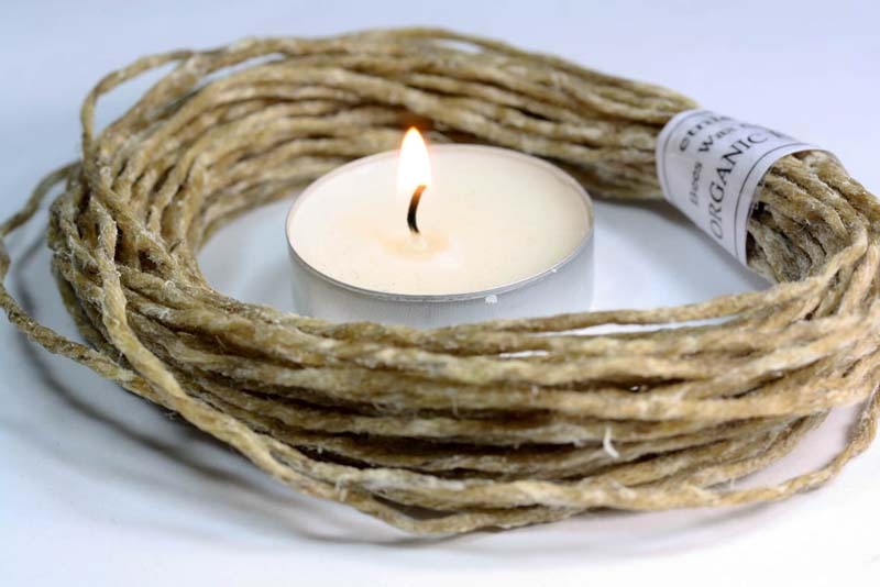 WAXED HEMP WICK TWINE Organic bees wax Crafts candle wick holds flame