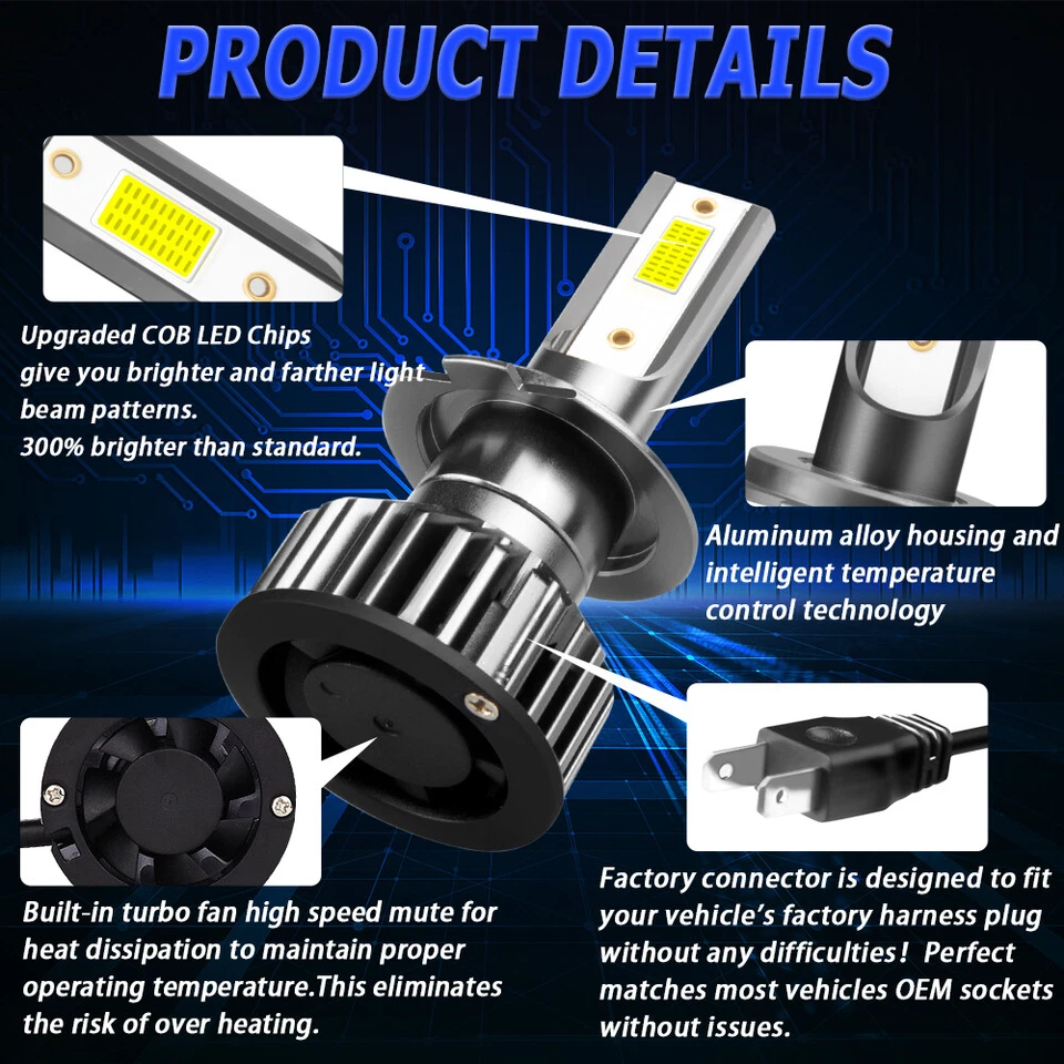 For Mercedes-Benz E350 E320 E550 6pcs LED Headlight & Fog Light Bulbs Kit - Image 3 of 4