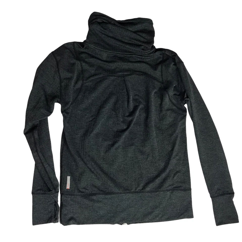 Chaqueta Atlética ZELLA Abrigo Cremallera Capucha Cuello Gris Espiga Patrón Para Mujer M Foto 3 de 4