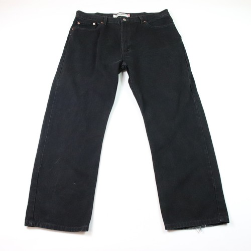 Levis Jeans Mens 38x30 505 Regular Fit Black Denim Pants Red Tab Logo Cotton - 第 1/11 張圖片