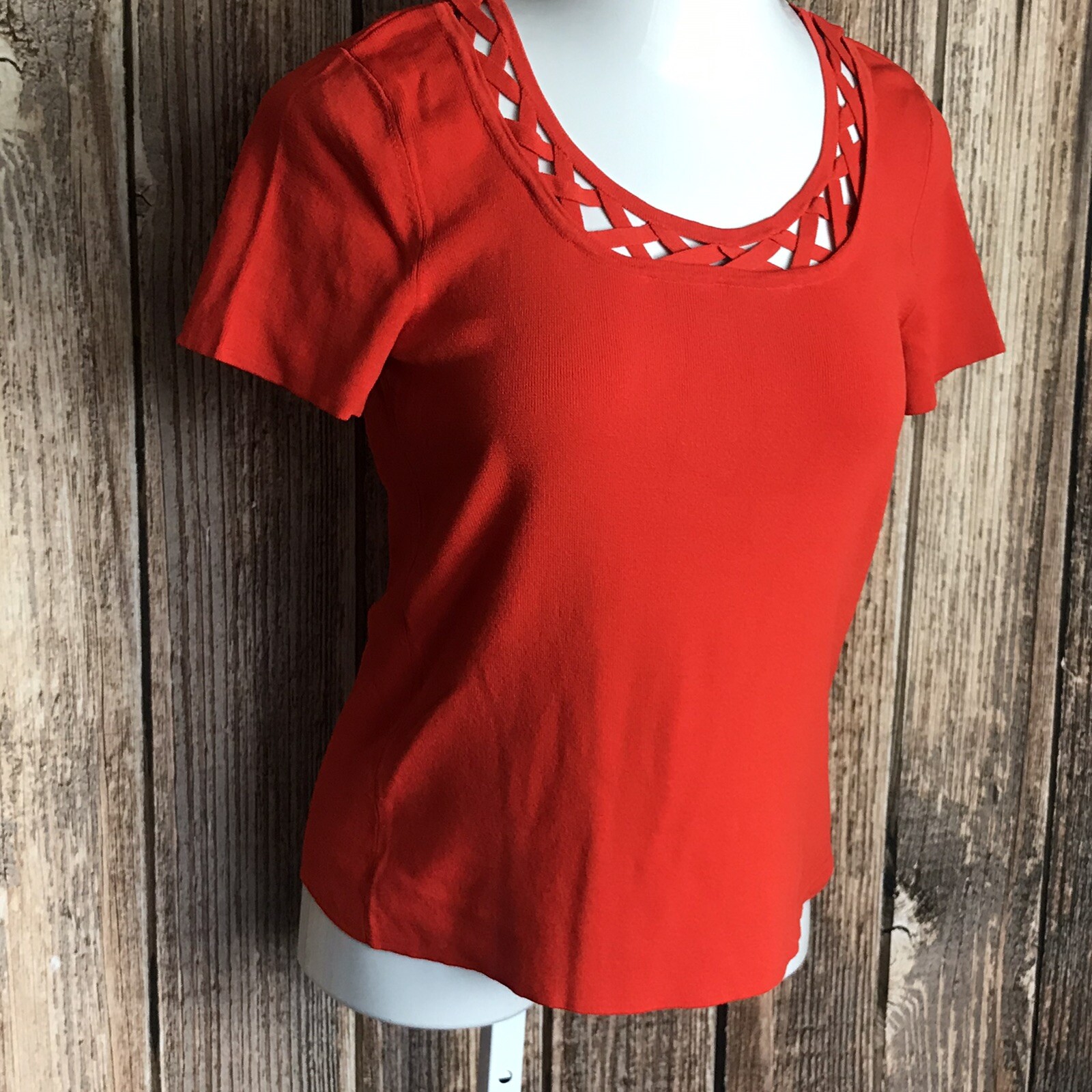 FILA Camicia da donna carina Coconut Row Palm Beach ~ taglia M ~ corallo ~ manica corta