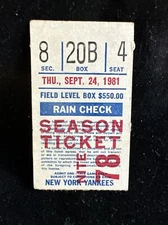 1981 BASEBALL TICKET ORIOLES  PALMER WIN #248 CAL RIPKEN JR. RC 1st ROSTER IN NY