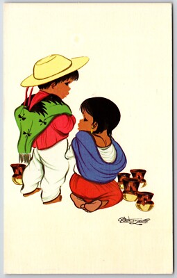 Vintage Postcard Mexico Tipico Typical Mexican Views Artist Signed