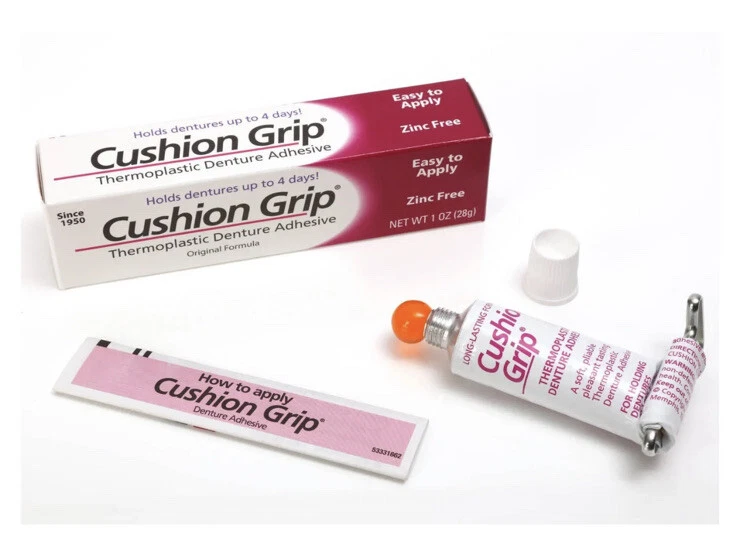 Nuevo adhesivo termoplástico para dentaduras Cushion Grip, 1 oz (paquete de 3) envío gratuito. Foto 2 de 2