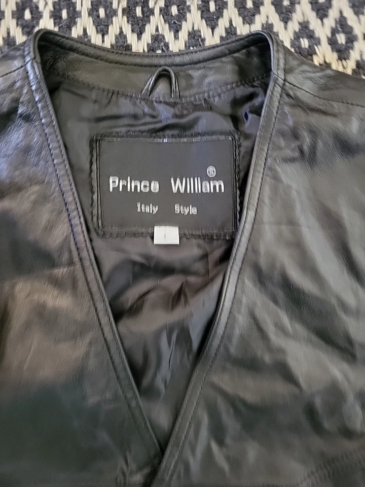 Винтажный принц Уильям Италии стиль мужской большой черный кожаный жилет мотоцикла  - Изображение 2 из 4