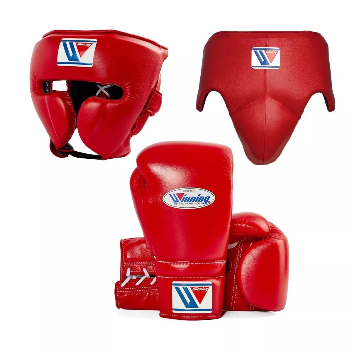 Winning Boxing Kit Gloves Head Guard, Groin Guard Premium