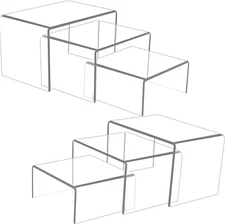 Ouskr 6 Pcs Acrylic Risers for Display, Acrylic Display Riser, Clear Display Sta