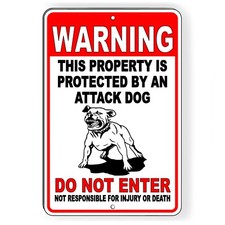 Dog Will Bite Beware Of Dog Metal Sign 8" x 12" Security Attack Keep Out Warning