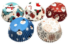 400 Christmas Cupcake Cases Baking Muffin Cake Bulk Pack 5 Designs
